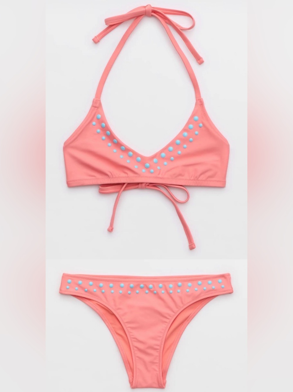 NWT Aerie FULL SET Halter Voop Top + Cheeky Bottom in Spicy Coral - Size L